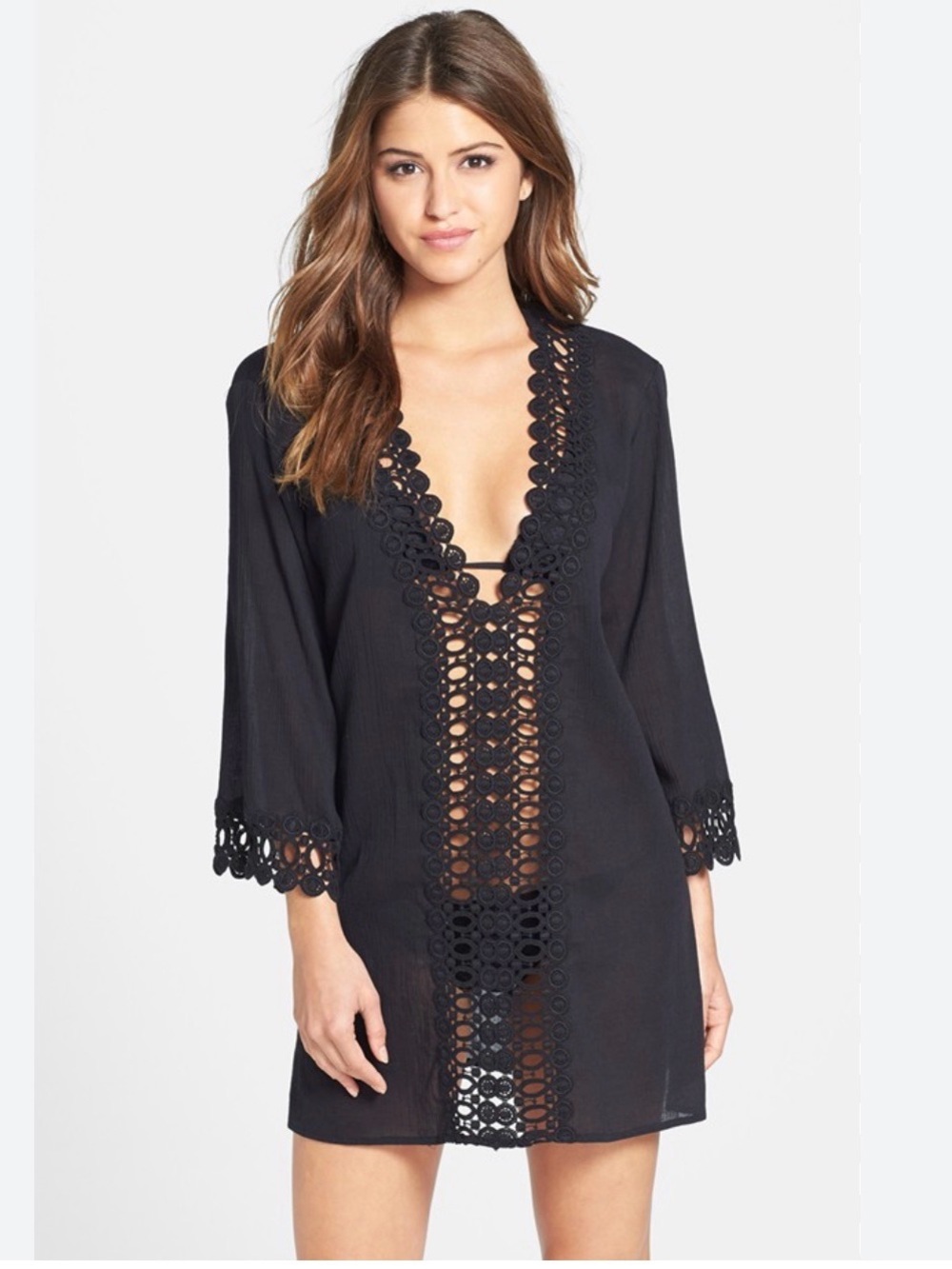La Blanca Black Lace Swimsuit Coverup
